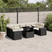 Set de sofás de jardín 8 piezas y cojines ratán sintético negro