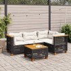 Set de muebles de jardín 5 pzas y cojines ratán sintético negro