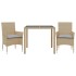 Set comedor jardín 3 pzas cojines ratán sintético vidrio