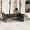 Set de sofás de jardín 7 pzas con cojines ratán sintético gris