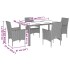 Set comedor jardín 5 pzas y cojines ratán PE vidrio gris