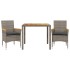 Set de comedor jardín 3 pzas con cojines ratán PE acacia