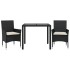 Set comedor jardín 3 pzas cojines ratán sintético vidrio