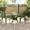 Mesa y sillas de bistró 3 piezas aluminio fundido negro