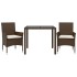 Set comedor jardín 3 pzas cojines ratán sintético vidrio
