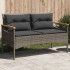 Banco de jardín con cojines ratán sintético gris 116x62,5x74
