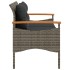 Banco de jardín con cojines ratán sintético gris 116x62,5x74