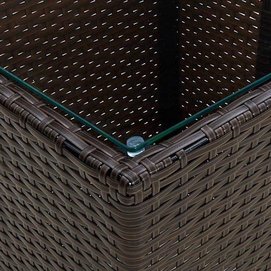 Mesita sillas con cojines 3 pzas ratán sintético vidrio