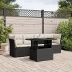 Set de muebles de jardín 5 pzas y cojines ratán sintético negro