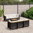 Set de sofás de jardín 7 pzas con cojines ratán sintético negro