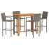Mesa y taburetes de jardín 5 pzas madera acacia ratán PE