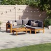 Set sofás de jardín con cojines 4 pzas madera maciza de acacia