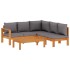 Set sofás de jardín con cojines 4 pzas madera maciza de