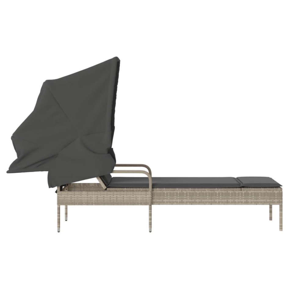 Tumbona con capota ratán sintético gris