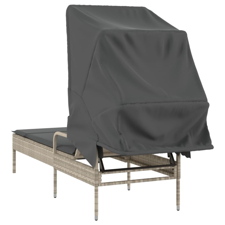 Tumbona con capota ratán sintético gris