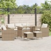 Juego de sofás jardín con cojines 6 pzas ratán sintético beige