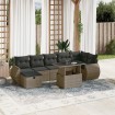 Set de sofás de jardín y cojines 8 piezas ratán sintético gris