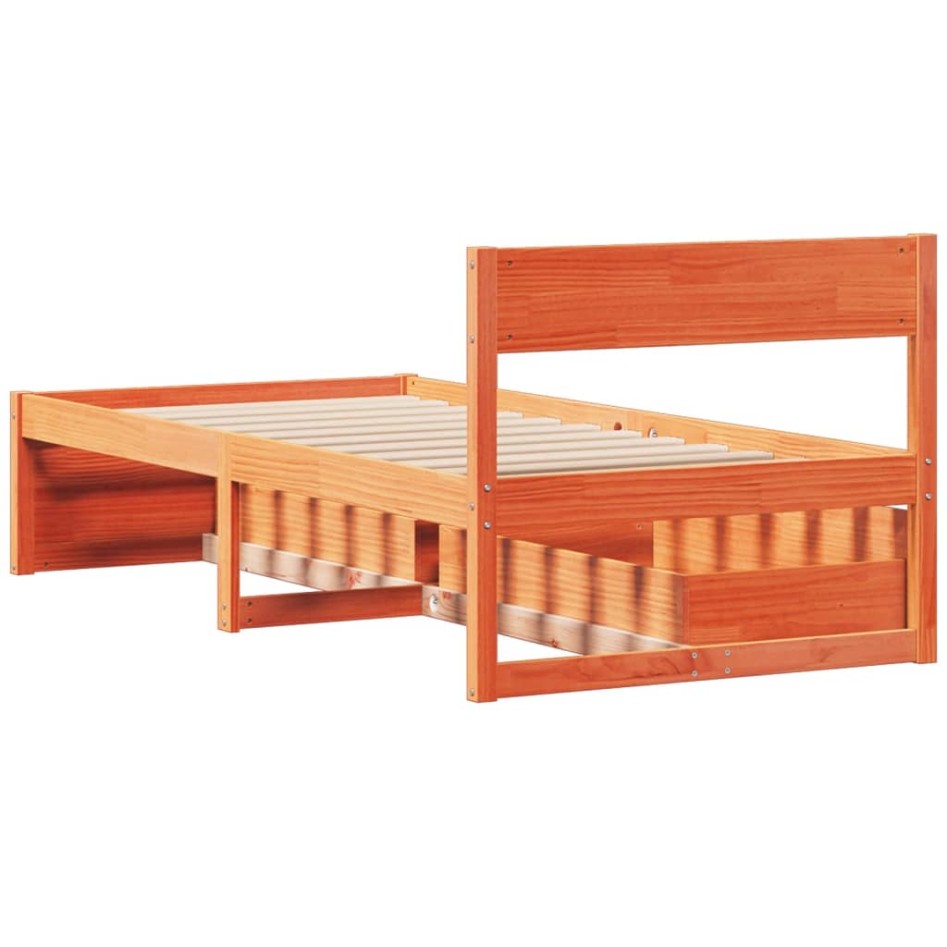 Estructura de cama sin colchón madera maciza marrón 75x190