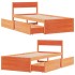 Estructura de cama sin colchón madera maciza marrón 75x190