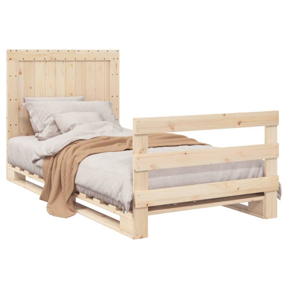 Estructura de cama con cabecero madera maciza pino 100x200