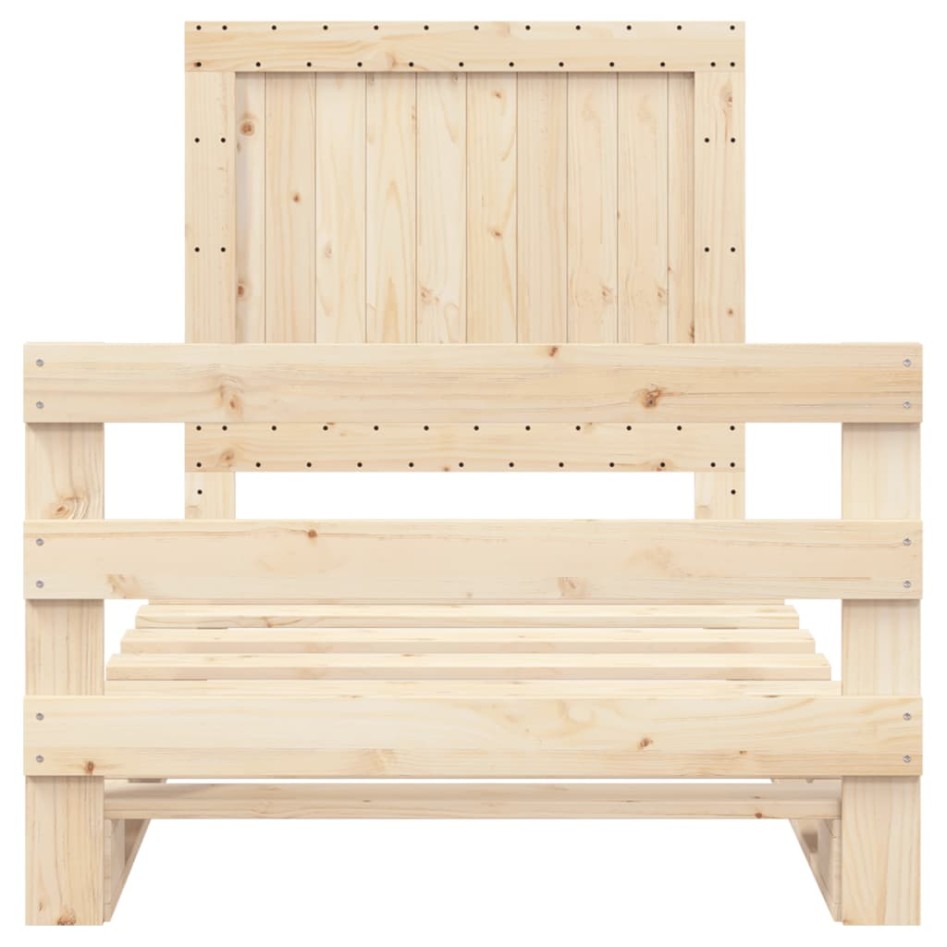 Estructura de cama con cabecero madera maciza pino 100x200