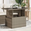 Mesa de jardín superficie de vidrio ratán PE gris 100x55x73 cm