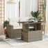 Mesa de jardín superficie de vidrio ratán PE gris 100x55x73