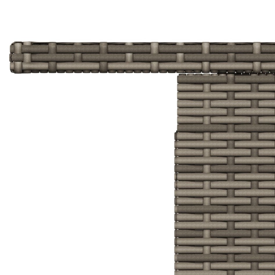 Mesa de jardín superficie de vidrio ratán PE gris 100x55x73