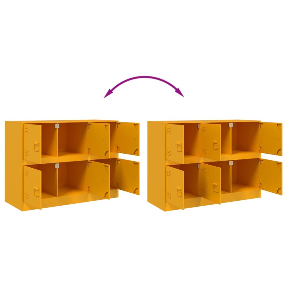 Aparador de acero amarillo mostaza 99x39x73