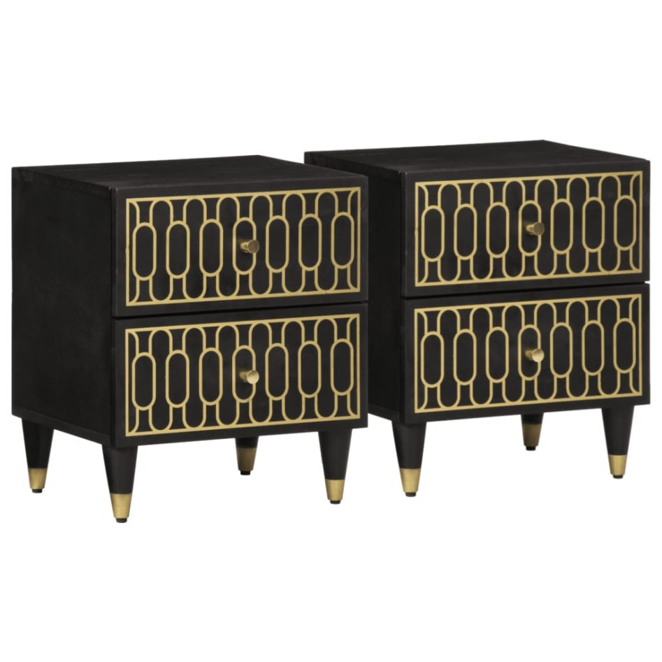 Mesitas de noche 2 uds madera maciza de mango 40x33x46