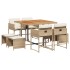 Set comedor de jardín 9 pzas con cojines ratán sintético