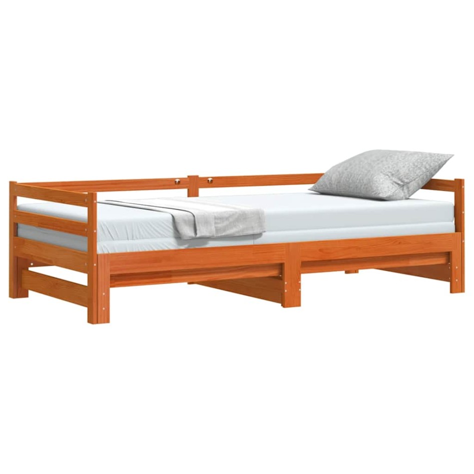 Sofá cama nido sin colchón madera maciza marrón cera 90x190
