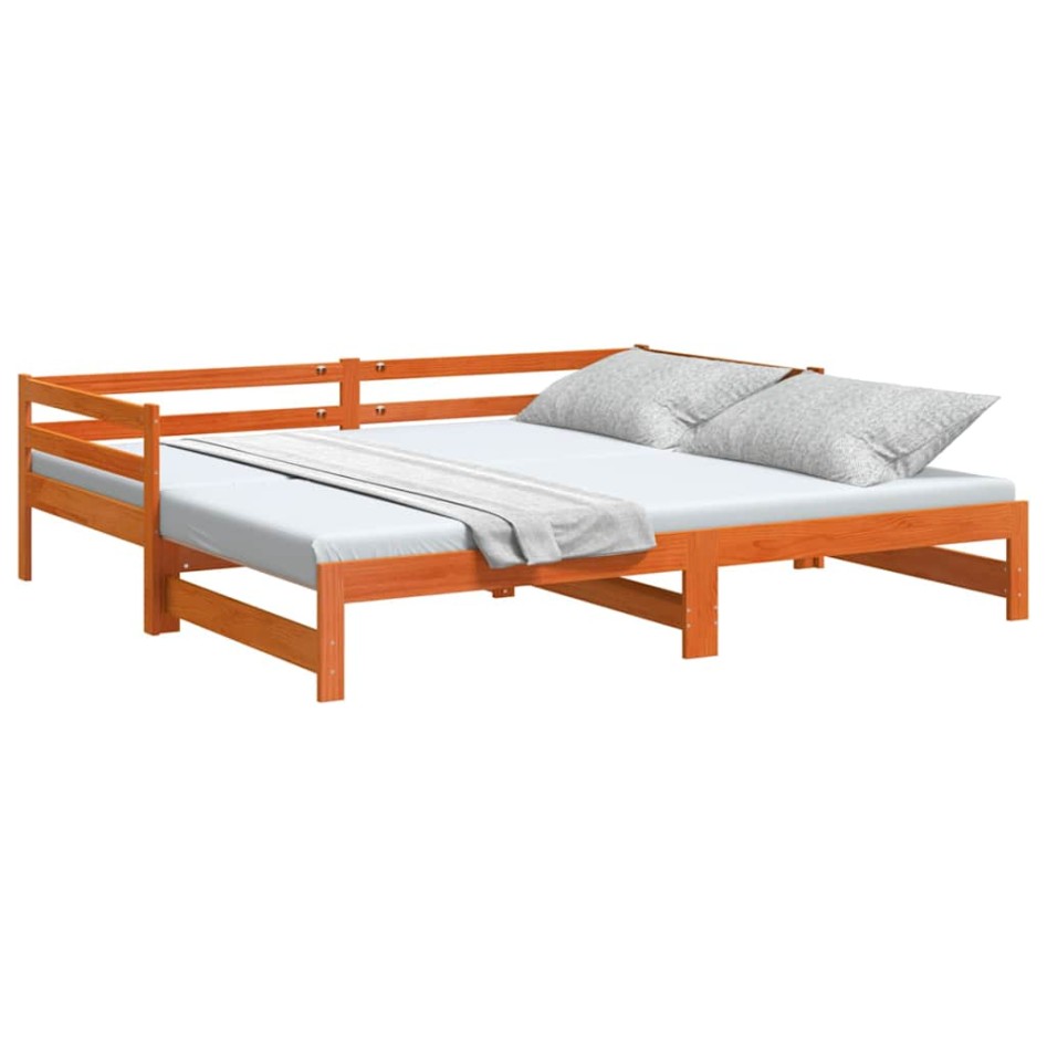 Sofá cama nido sin colchón madera maciza marrón cera 90x190