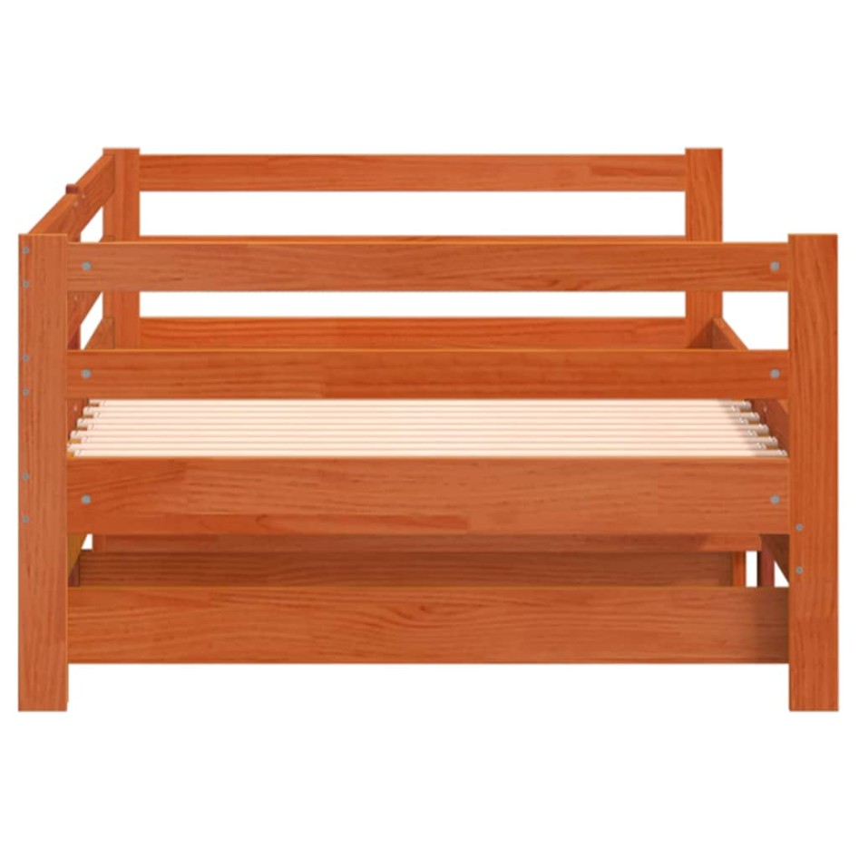 Sofá cama nido sin colchón madera maciza marrón cera 90x190