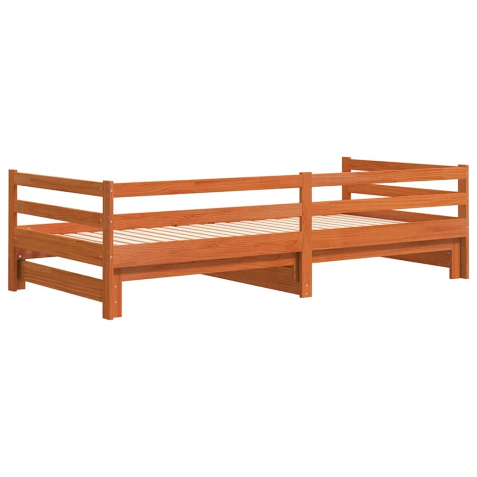 Sofá cama nido sin colchón madera maciza marrón cera 90x190