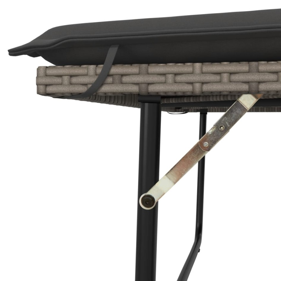 Banco de jardín con cojines y reposapiés ratán sintético