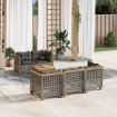 Set de muebles de jardín 6 pzas y cojines ratán sintético gris