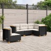 Set de muebles de jardín 5 pzas y cojines ratán sintético negro