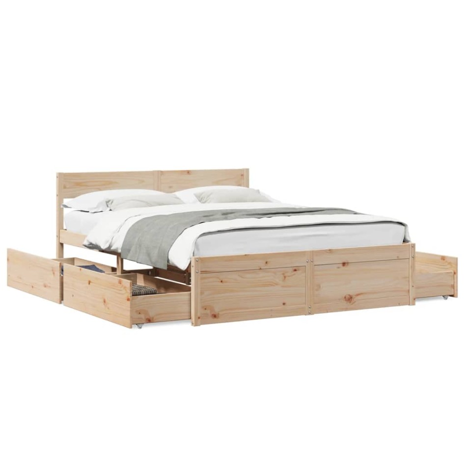 Estructura de cama sin colchón madera de pino blanco 150x200
