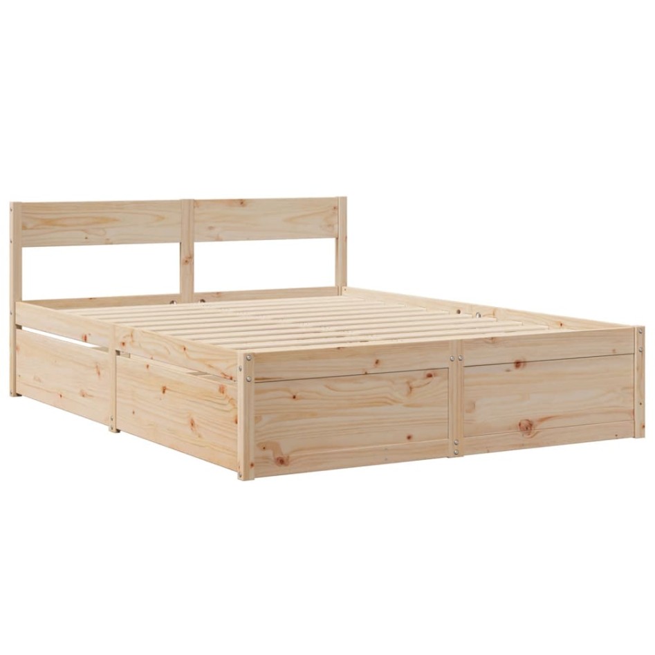 Estructura de cama sin colchón madera de pino blanco 150x200
