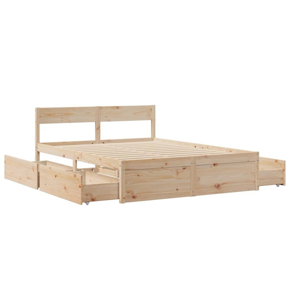Estructura de cama sin colchón madera de pino blanco 150x200