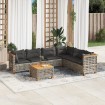 Set de sofás de jardín 7 pzas con cojines ratán sintético gris