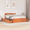 Cama sin colchón madera maciza de pino marrón cera 120x200 cm