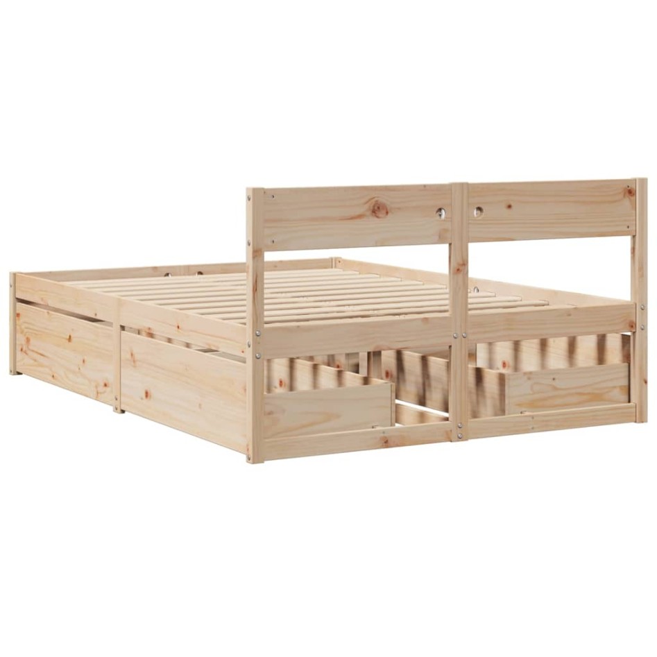 Estructura de cama sin colchón madera de pino maciza 120x200