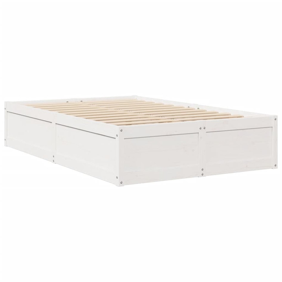 Estructura de cama sin colchón madera de pino blanco 135x190