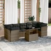 Set de sofás de jardín y cojines 8 piezas ratán sintético gris