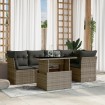 Set de muebles de jardín 6 pzas y cojines ratán sintético gris