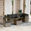 Set de sofás de jardín 7 pzas con cojines ratán sintético gris