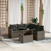 Set de muebles de jardín 6 pzas y cojines ratán sintético gris