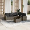 Set de sofás de jardín 7 pzas con cojines ratán sintético gris